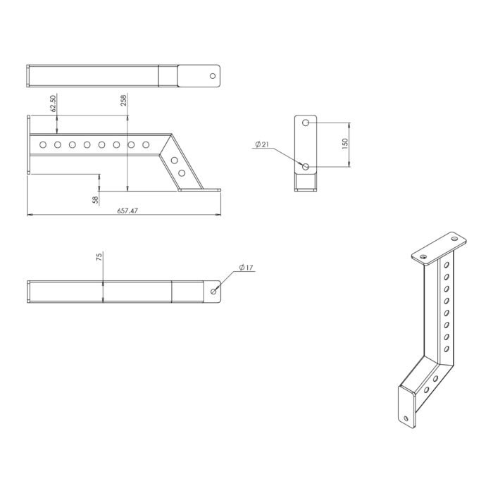 Beam-Leg-657mm-Size-scaled Front Leg Pair | Modular Rack